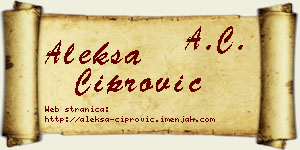 Aleksa Ćiprović vizit kartica